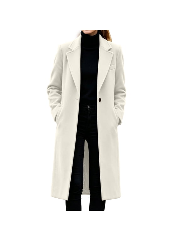 Womens Long Coat for Women Fall Winter Long Sleeve Lapel Trench Coat Oversized Elegant Trendy Jacket