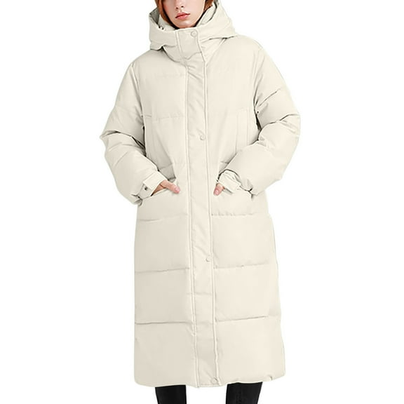 cocolona Womens Long Puffer Coat Long Sleeve Zip Up Hooded Quilted Jackets Winter Thicken Warm Puffer Down Jacket with Pocket