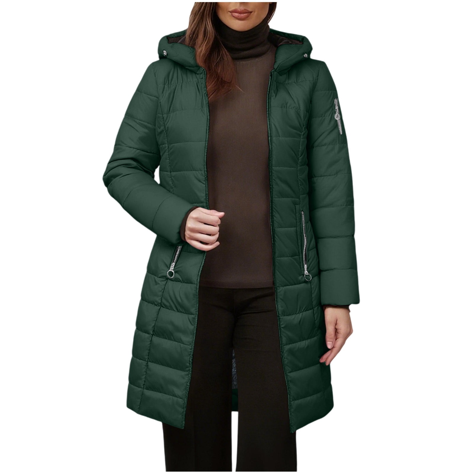 Pocketed Bubble Texture Long Sleeve Longline Winter Coat main image 1