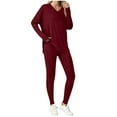 thumbnail image 1 of cocolona Womens Long Sleeve Pajamas Sets Fall 2 Piece Lounge Outfits V Neck Tops and Long Pants Lightweight Soft Sleepwear, 1 of 5
