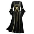 thumbnail image 1 of cocolona Womens Long Sleeve Patchwork Robe Dress Square Neck Corset Long Dress Renaissance Gothic Dress Halloween Costumes, 1 of 6