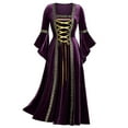 thumbnail image 1 of cocolona Womens Long Sleeve Patchwork Robe Dress Square Neck Corset Long Dress Renaissance Gothic Dress Halloween Costumes, 1 of 6