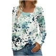 thumbnail image 1 of cocolona Womens Long Sleeve Shirts Asymmetrical Neck Button Tops Dressy Casual Floral Print Blouses Fall Clothes, 1 of 7