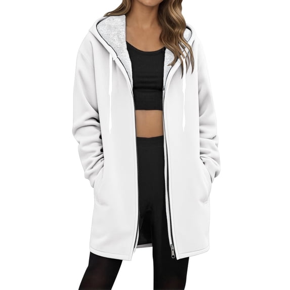 cocolona Womens Long Zip Hoodies Long Sleeve Oversized Hooded Sweatshirts Fall Winter Fleece Jackets Warm Coats