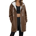 thumbnail image 1 of cocolona Womens Long Zip Hoodies Long Sleeve Oversized Hooded Sweatshirts Fall Winter Fleece Jackets Warm Coats, 1 of 5