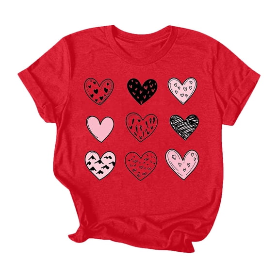 cocolona Womens Love Graphic Short Sleeve T-shirts Summer Casual Loose Crew Neck Tops Valentine's Day Tees Blouse