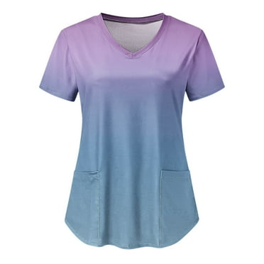 cocolona Womens Nursing Scrubs Tops Working Uniform Short Sleeve V Neck Workwear T-Shirts with Pockets on Clearance