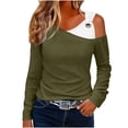 thumbnail image 1 of cocolona Womens Off Shoulder Tops Fashion Casual Solid Color Long Sleeve Shirts Dressy Casual Blouses, 1 of 6
