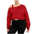 thumbnail image 1 of cocolona Womens Off The Shoulder Cropped Sweatshirt Fall Winter Solid Color Long Sleeve Shirts Fashion Casual Loose Pullover Tops, 1 of 7