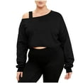 thumbnail image 1 of cocolona Womens Off The Shoulder Cropped Sweatshirt Fall Winter Solid Color Long Sleeve Shirts Fashion Casual Loose Pullover Tops, 1 of 7