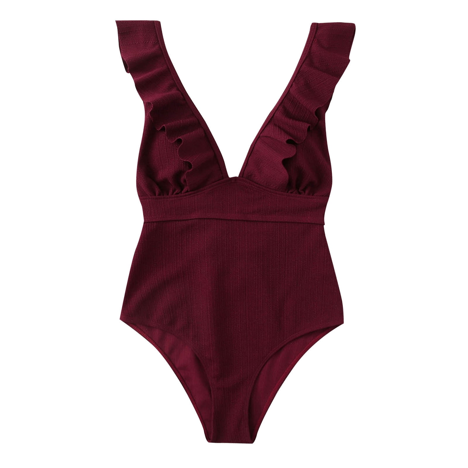 Swimsuit Sexy One-Piece V-neck Ruffled Swimsuit Amazon Hot Style Swimsuit Women Swimwear