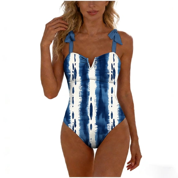 cocolona Womens One Piece Swimsuit Summer Floral Print V Neck Bathing Suit Holiday Vacation Beach Swimwear