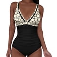 thumbnail image 1 of cocolona Womens One Piece Swimsuit Summer V Neck Pleated Bathing Suit Holiday Vacation Beach Swimwear, 1 of 6