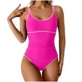thumbnail image 1 of cocolona Womens One Piece Swimsuit with Built in Bra Sexy Solid Color Backless Strap Bathing Suits Beach Slim Pleated Swimwear, 1 of 6