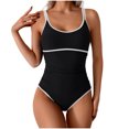 thumbnail image 1 of cocolona Womens One Piece Swimsuit with Built in Bra Sexy Solid Color Backless Strap Bathing Suits Beach Slim Pleated Swimwear, 1 of 6