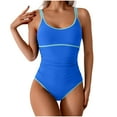 thumbnail image 1 of cocolona Womens One Piece Swimsuit with Built in Bra Sexy Solid Color Backless Strap Bathing Suits Beach Slim Pleated Swimwear, 1 of 6