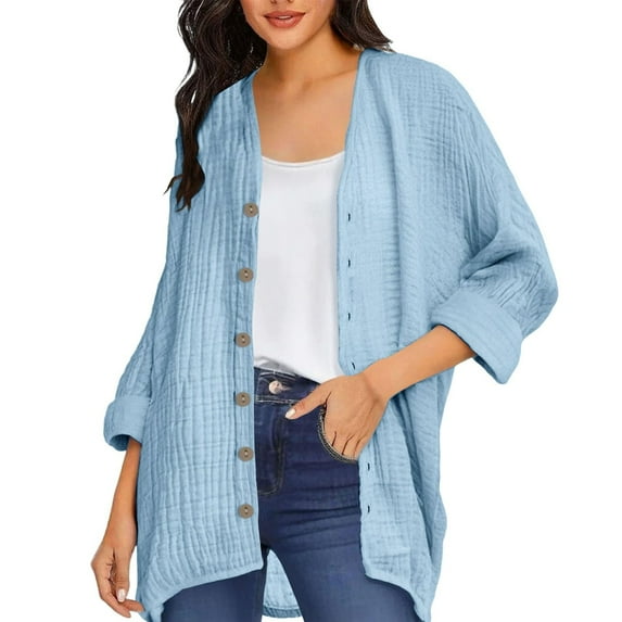 cocolona Womens Open Front Cardigan 2025 Long Sleeve Button Lightweight Cardigan Coat Fall Trendy Comfy Outwear