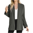 thumbnail image 1 of cocolona Womens Open Front Lightweight Long Sleeve Cardigan Fall Casual Loose Solid Color Outwear Coat with Pockets, 1 of 8