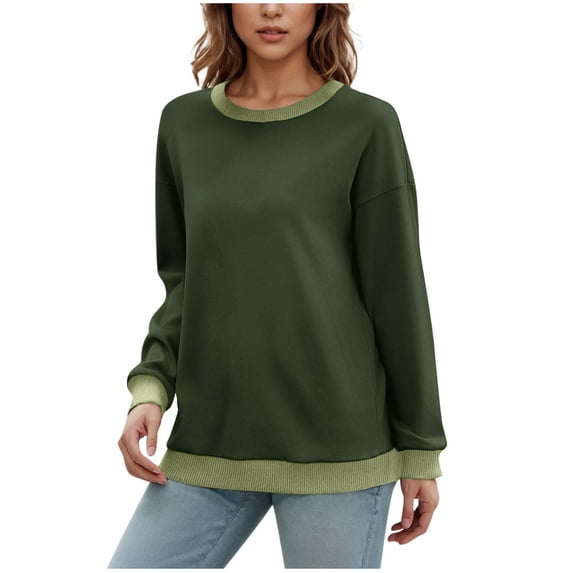 cocolona Womens Oversized Crewneck Sweatshirts Fall Winter Casual Color Block Pullover Tops Long Sleeve Shirts for Women