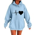 thumbnail image 1 of cocolona Womens Oversized Hooded Sweatshirts Fall Winter Long Sleeve Hoodie Fashion Casual Heart Print Pullover Tops Hoodies for Women, 1 of 4
