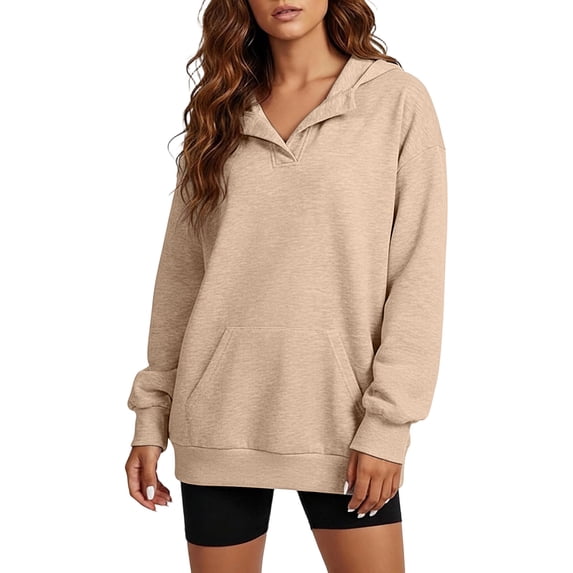 cocolona Womens Oversized Hoodies Drop Shoulder Long Sleeve Pullover Solid Color Sweatshirts Plus Size Casual Loose Fit Fall Tops