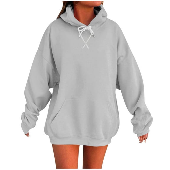 cocolona Womens Oversized Hoodies Long Sleeve Drawstring Hooded Sweatshirts Fashion Casual Solid Color Pullover Tops with Pockets