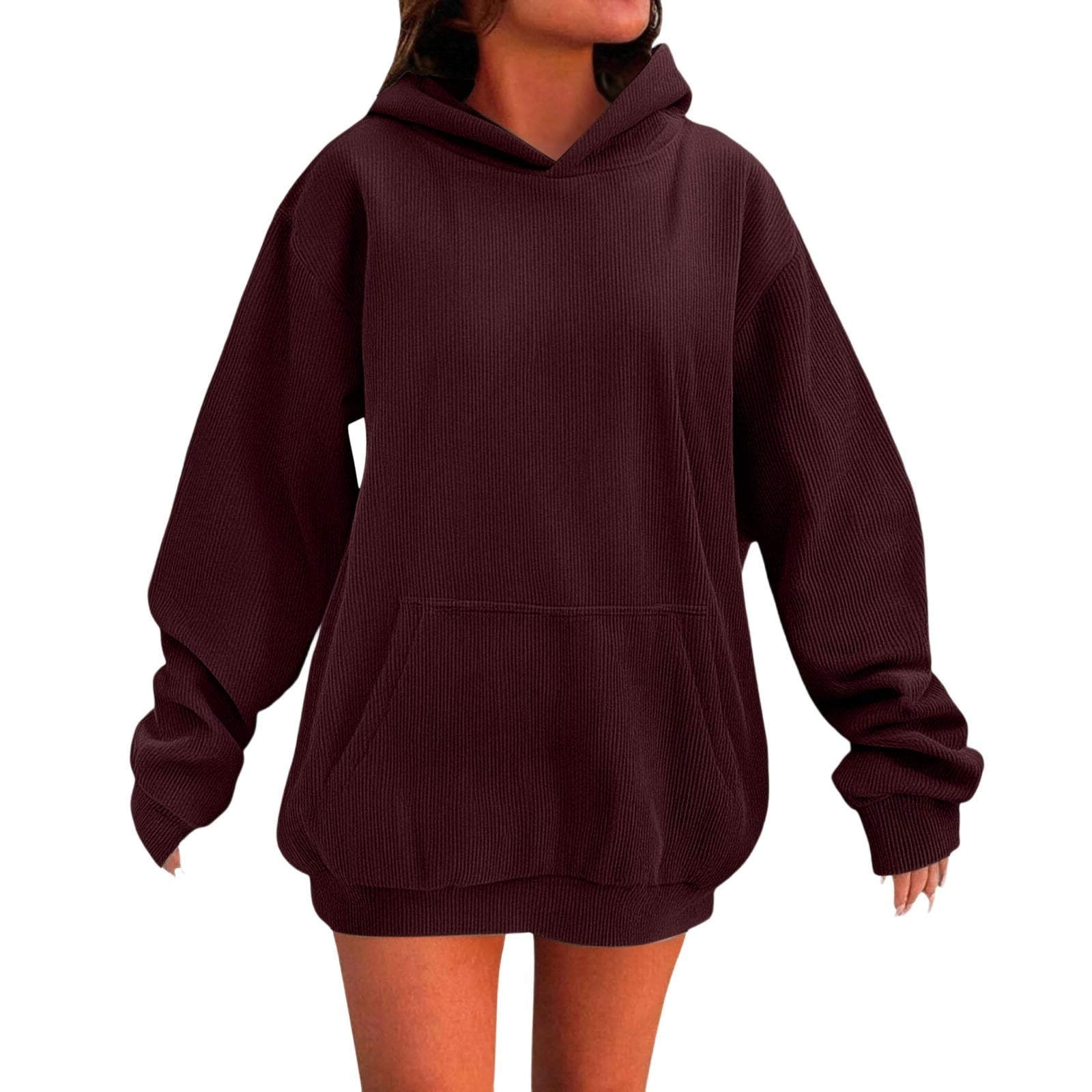 cocolona Womens Oversized Solid Color Hoodie Casual Long Sleeve Hooded ...