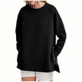 thumbnail image 1 of cocolona Womens Oversized Sweatshirt Fall Crewneck Long Sleeve Shirts Fashion Casual Solid Pullover Tops with Side Zipper, 1 of 6