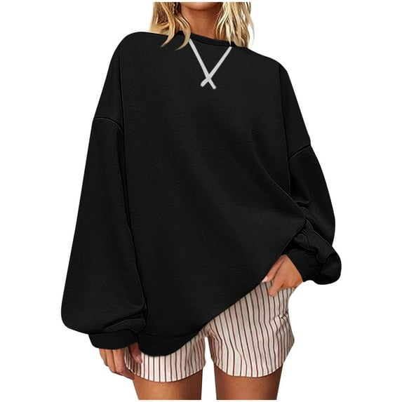cocolona Womens Oversized Sweatshirts Crewneck Long Sleeve Shirts Fall Fashion Color Block Pullover Tops Casual Blouses