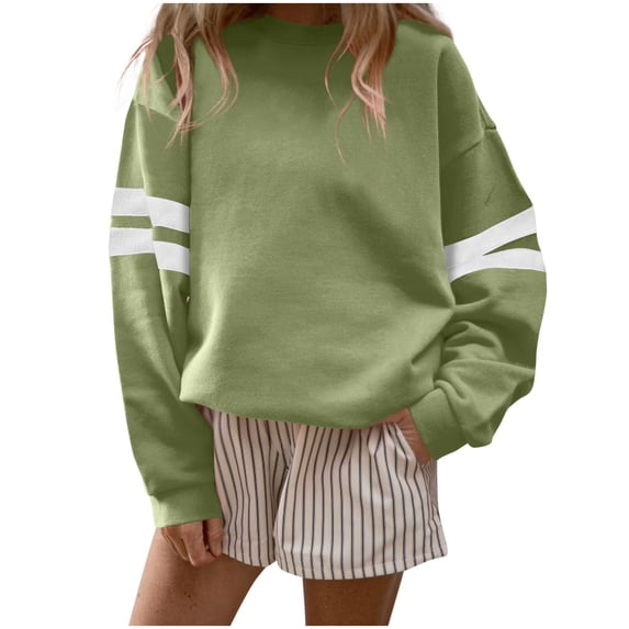 cocolona Womens Oversized Sweatshirts Fall Crewneck Long Sleeve Shirts Fashion Casual Striped Print Pullover Tops
