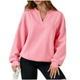 thumbnail image 1 of cocolona Womens Oversized Sweatshirts V Neck Long Sleeve Shirts Fall Fashion Solid Pullover Tops Dressy Casual Blouses, 1 of 5
