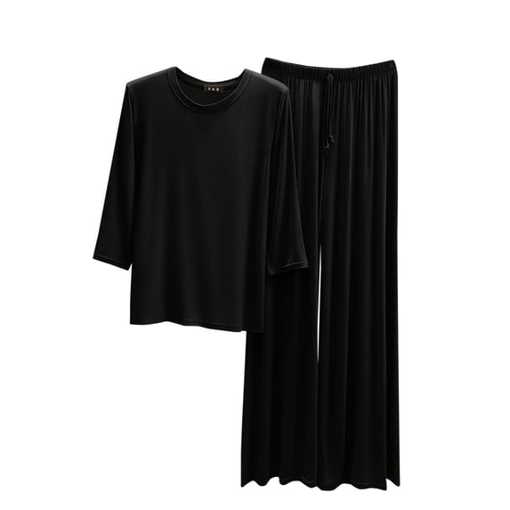 cocolona Womens Pajamas Set 3/4 Sleeve Tops and Long Pants 2 Piece Lounge Outfits Soft Lightweight Sleepwear Solid Color Home Sets