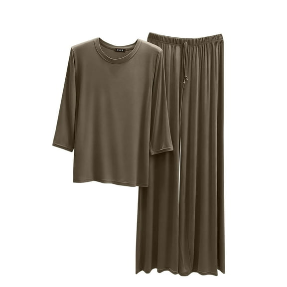 cocolona Womens Pajamas Set 3/4 Sleeve Tops and Long Pants 2 Piece Lounge Outfits Soft Lightweight Sleepwear Solid Color Home Sets