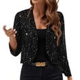 thumbnail image 1 of cocolona Womens Party Gathering Shiny Cardigan Jacket Lightweight Open Front Thin Breathable Sequin Crop Cardigan Coat, 1 of 8