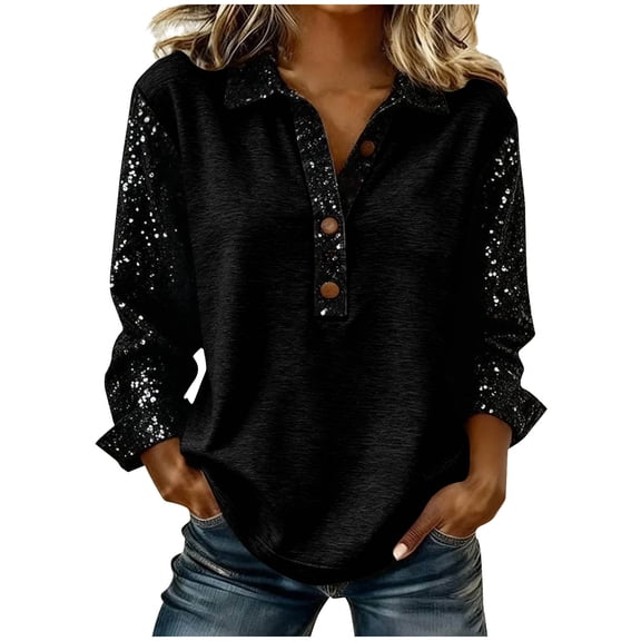 cocolona Womens Patchwork Long Sleeve Shirts Fashion Solid Color Lapel Button Tops Casual Loose Blouses