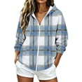 thumbnail image 1 of cocolona Womens Plaid Hoodies Casual Long Sleeve Zipper Vintage Sweatshirts Hooded Drawstring Fall Trendy Outfits, 1 of 7