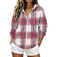 thumbnail image 1 of cocolona Womens Plaid Hoodies Casual Long Sleeve Zipper Vintage Sweatshirts Hooded Drawstring Fall Trendy Outfits, 1 of 7