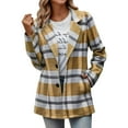 thumbnail image 1 of cocolona Womens Plaid Shacket Fall Flannel Jacket Winter Long Sleeve Button Lapel Wool Coats Business Casual Office Suit Jacket Blazer, 1 of 6