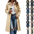 thumbnail image 1 of cocolona Womens Plaid Trench Coat Oversized Trendy Button Down Open Front Overcoat Elegant Casual Fall Winter Long Jacket, 1 of 6