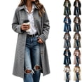 thumbnail image 1 of cocolona Womens Plaid Trench Coat Oversized Trendy Button Down Open Front Overcoat Elegant Casual Fall Winter Long Jacket, 1 of 6