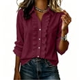 thumbnail image 1 of cocolona Womens Pleated Button Down Collared Blouses Long Sleeve Solid Color Shirts Trendy Casual Fall Tops, 1 of 6