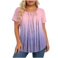 thumbnail image 1 of cocolona Womens Pleated Cute Plus Size Tops Crew Neck Short Sleeve Loose Shirts Casual Flowy Tunic Gradient Blouses, 1 of 6