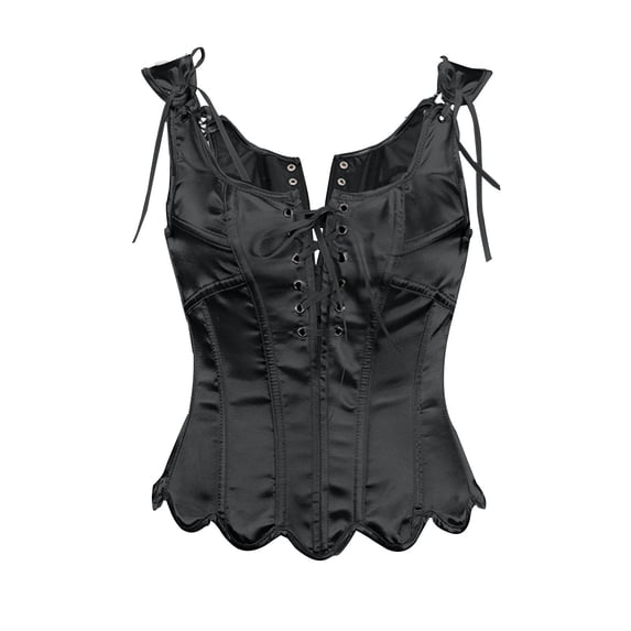cocolona Womens Plus Size Corset Tops Renaissance Tie Waist Cinched Tank Tops Vintage Gothic Bustier Corset