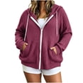 thumbnail image 1 of cocolona Womens Plus Size Knit Cardigan Oversized Long Sleeve Hooded Drawstring Jacket Solid Color Casual Zipper Fall Tops, 1 of 7