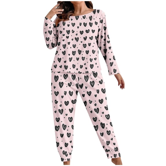 cocolona Womens Plus Size Pajamas Set Long Sleeve Print Tops and Jogger Pants 2 Piece Lounge Outfits Sleepwear Loungewear Home Set