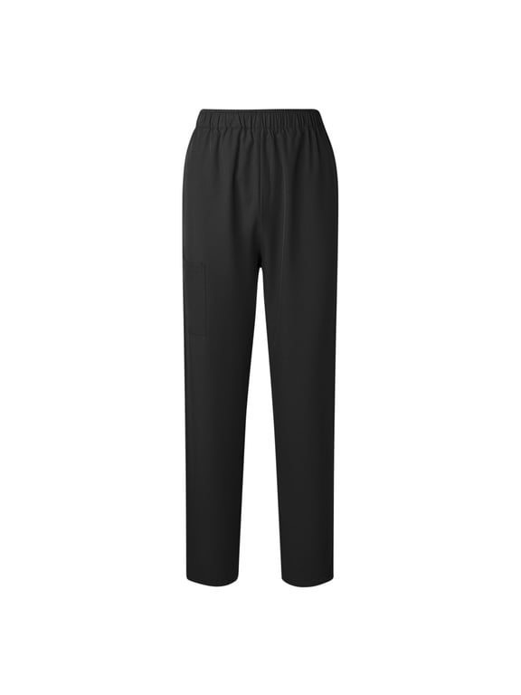 Womens Plus Size Scrubs Pants Casual Solid Color Straight Leg Pants Nursing Uniform Pants Workwear with Pockets