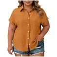 thumbnail image 1 of cocolona Womens Plus Size Short Sleeve Button Down Shirts Summer Fashion Solid Color Tops Casual Loose Blouses, 1 of 6