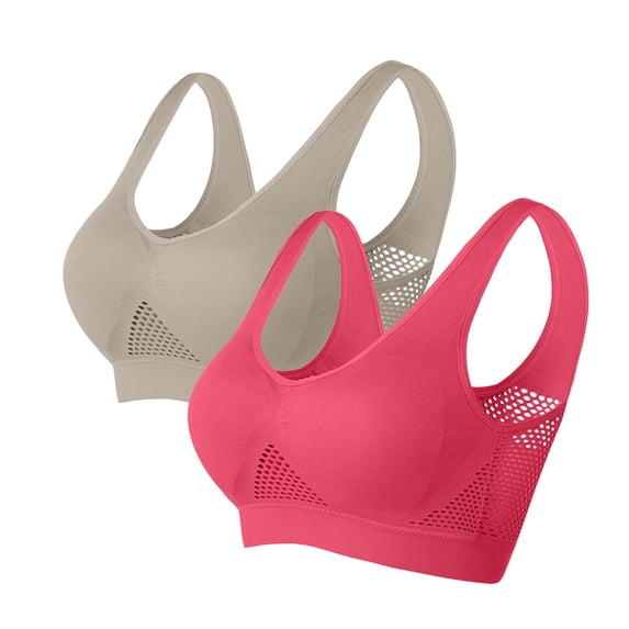 cocolona Womens Plus Size Sports Bras 2 Pack Comfy Breathable Stretchy Yoga Sports Bras for Women Daily Bras Underwear on Clearance