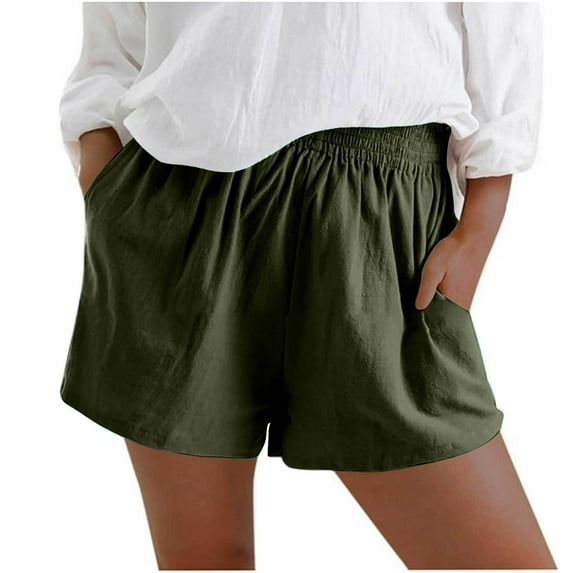 cocolona Womens Plus Size Summer Shorts Fashion Casual Elastic Waist Vacation Beach Shorts Lightweight Lounge Shorts Pants with Pockets