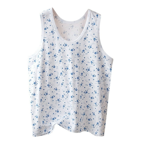 cocolona Womens Plus Size Summer Tank Tops Crew Neck Sleeveless Lightweight T-shirts Casual Loose Floral Print Tops